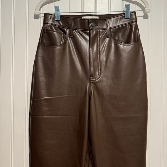 Abercrombie Fitch Curve Love 90s Straight Vegan Leather Dark Brown Size 26 - Picture 3 of 6